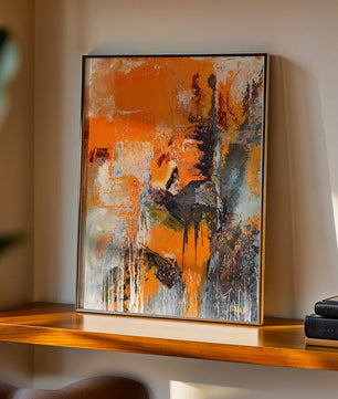 Arte abstracto texturizado en naranja y gris