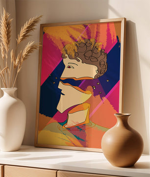 Colorful Abstract Portrait with Geometric and Golden Elements - Mi tienda