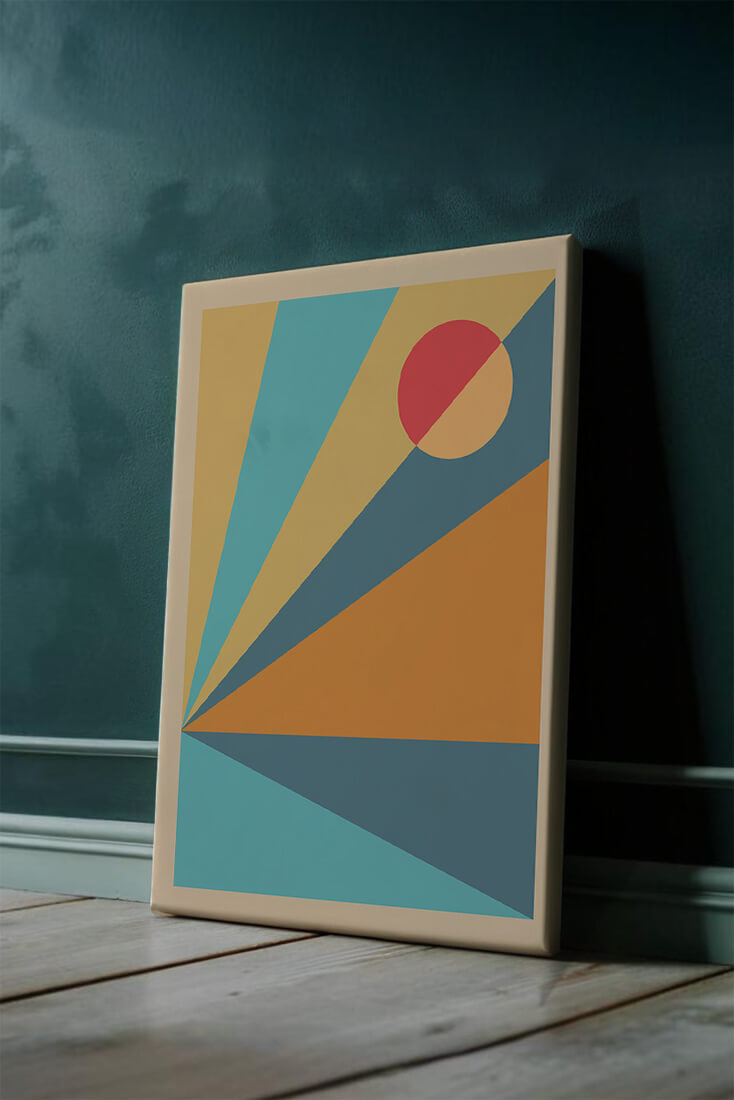 Geometric Abstract Art with Bold Colors and Circles