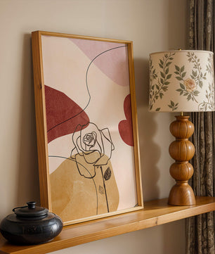 Abstract Line Art Rose with Earth Tones and Minimalist Design - Mi tienda