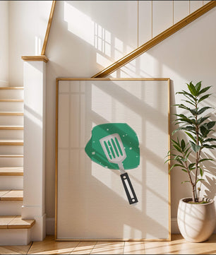 Spatula Artwork with Green Abstract Background - Mi tienda