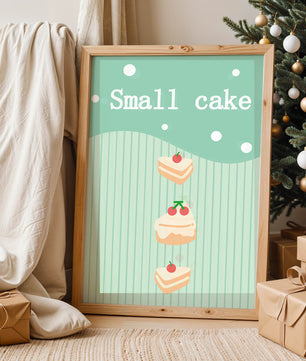 Charming illustration of small cakes with cherries