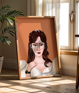 Retrato de una mujer con peinado elegante y reloj dorado