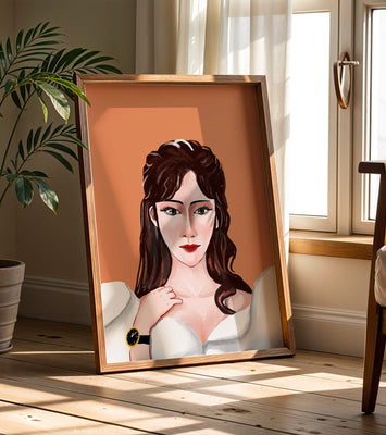 Portrait of a woman with elegant hairstyle and golden watch