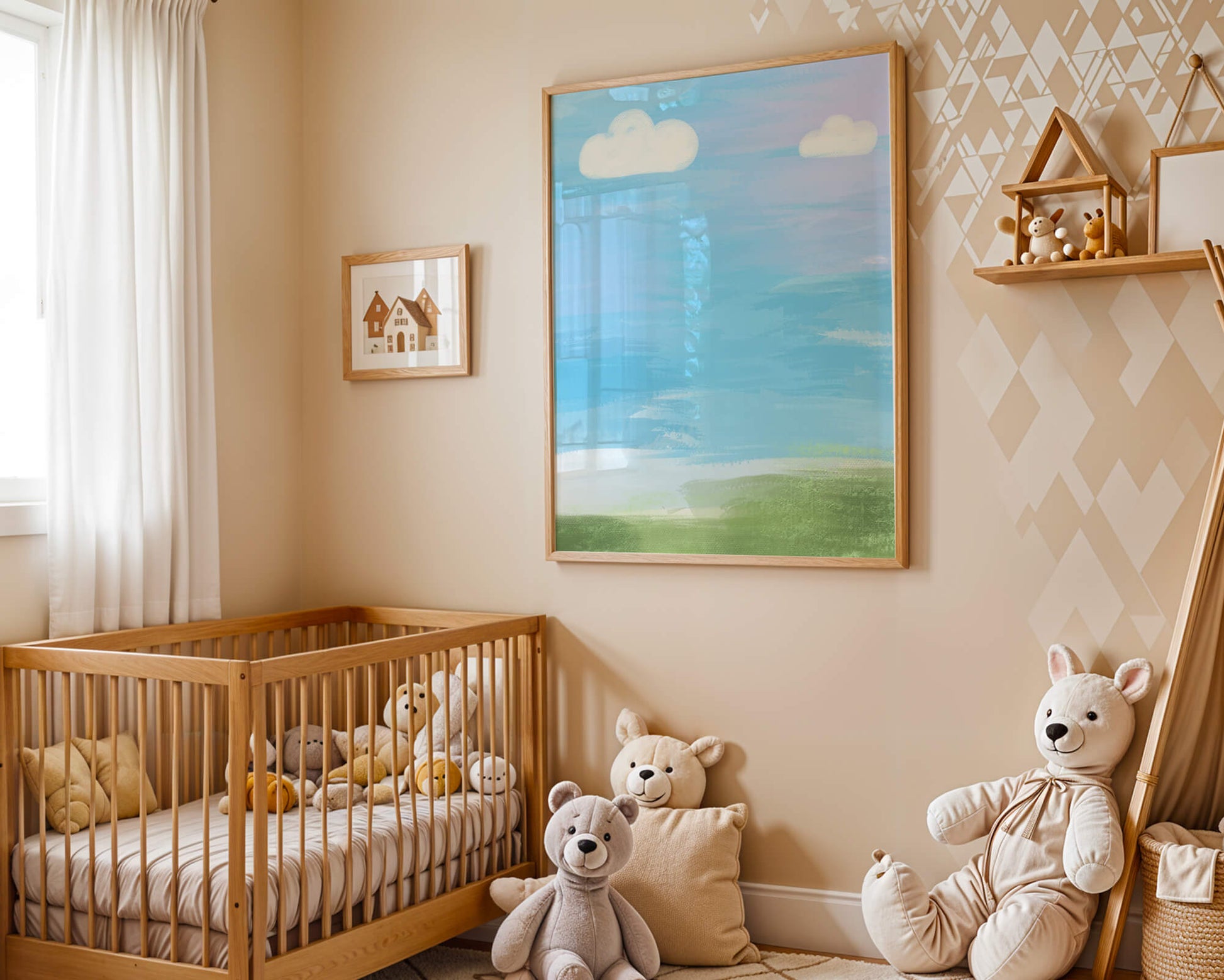 Blue Sky with Clouds and Green Field