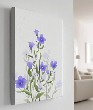 Elegant pastel blue flowers with green leaves on a white background