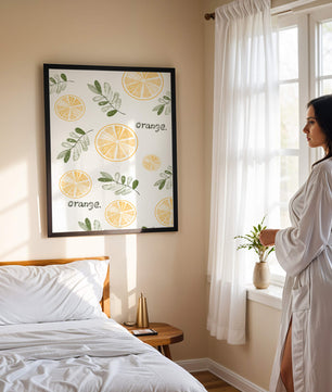 Motif avec des tranches d’orange et des feuilles vertes