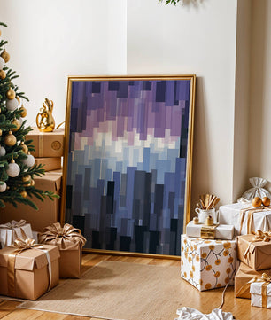 Abstrakter pixeliger Farbverlauf mit Blau- und Lilatönen
