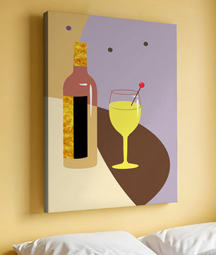 Minimalist Still Life with Wine Bottle and Glass in Soft Tones - Mi tienda