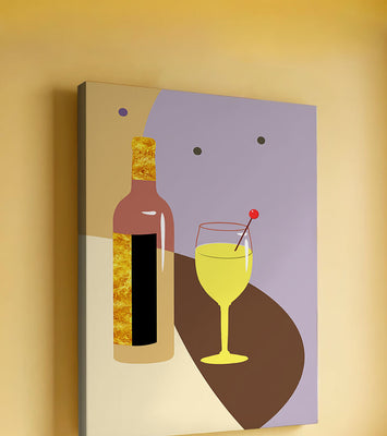 Minimalist Still Life with Wine Bottle and Glass in Soft Tones