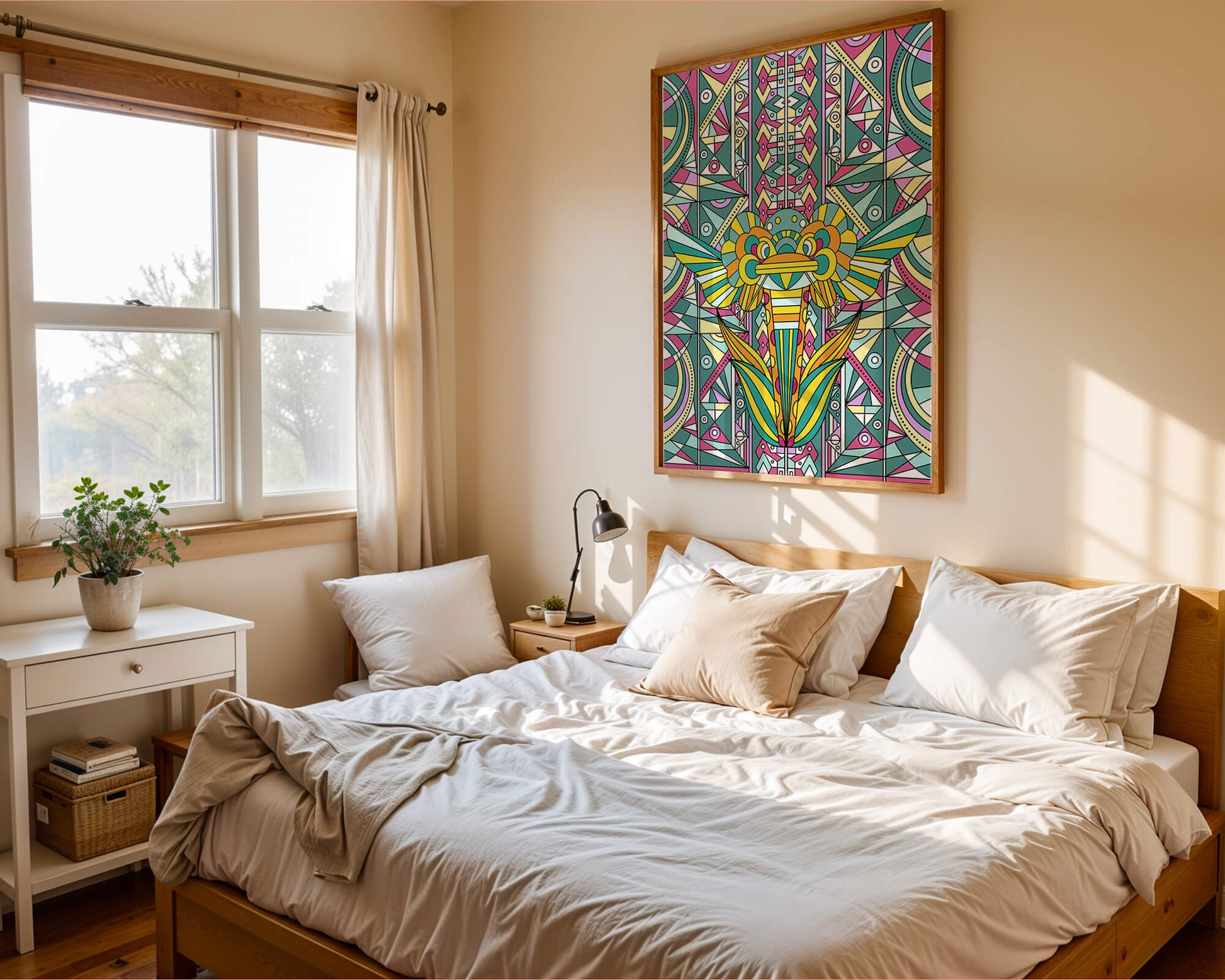 Elefante geométrico colorido con patrones abstractos