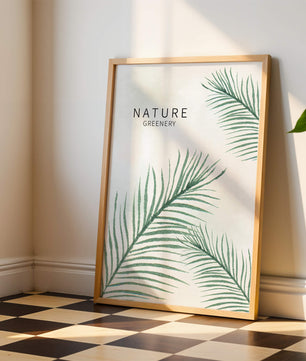 Elegant Green Palm Leaves on Textured Background - Mi tienda