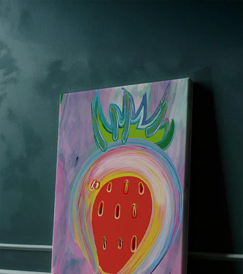 Colorful abstract strawberry with vibrant brush strokes
