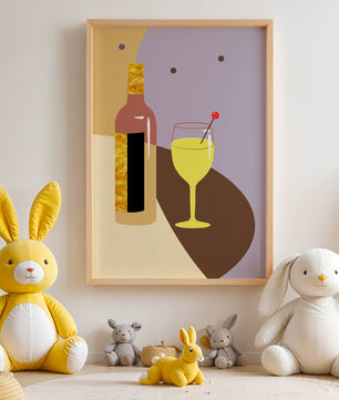 Minimalist Still Life with Wine Bottle and Glass in Soft Tones - Mi tienda