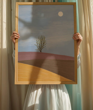 Serene Landscape with Lone Tree and Elegant Horizon