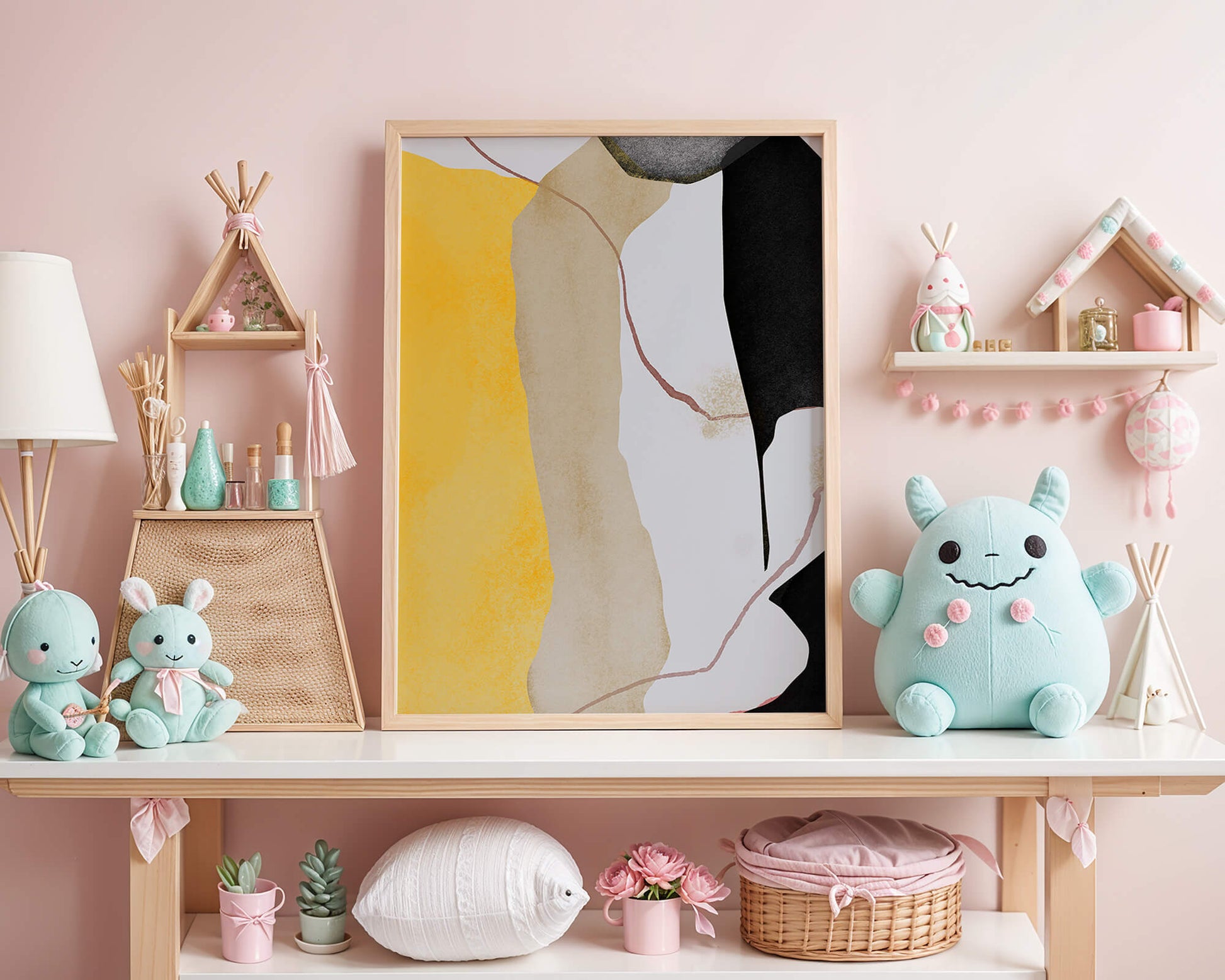 Abstract Composition with Geometric Shapes and Earth Tones