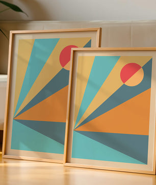 Geometric Abstract Art with Bold Colors and Circles