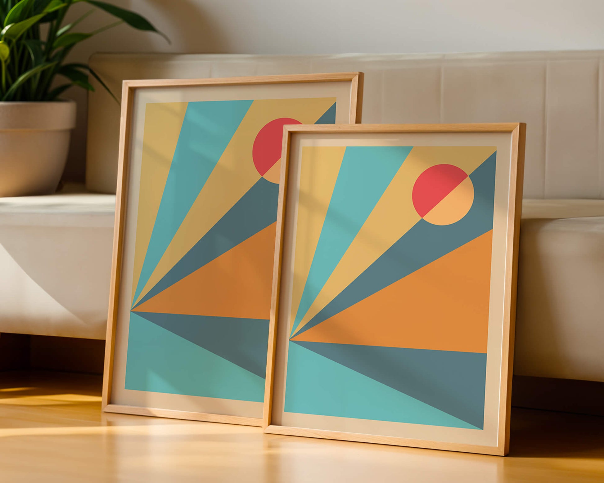Geometric Abstract Art with Bold Colors and Circles