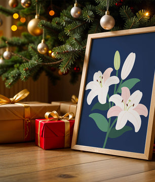 Elegante Lilien auf dunklem Blau