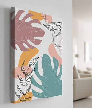 Illustration botanique abstraite avec des motifs de feuilles colorés
