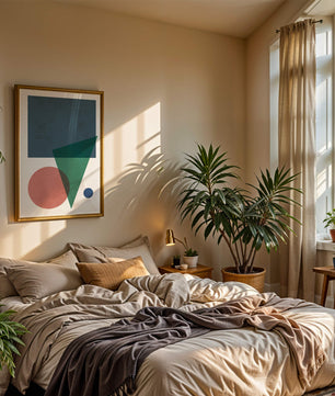 Abstract Geometric Composition with Overlapping Shapes on Textured Background - Mi tienda