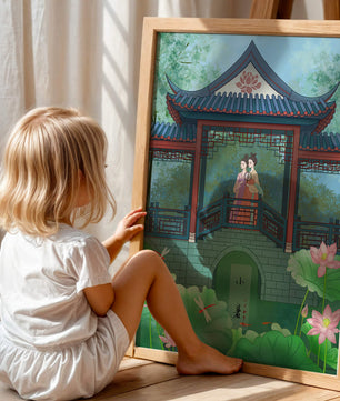 Traditional Chinese Pavilion with Women in Garden Scene - Mi tienda