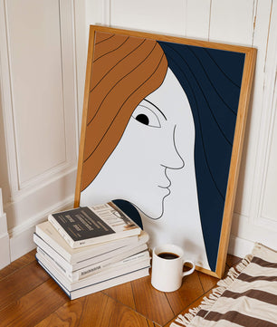 Abstract Portrait with Stylized Hair and Minimalist Design - Mi tienda