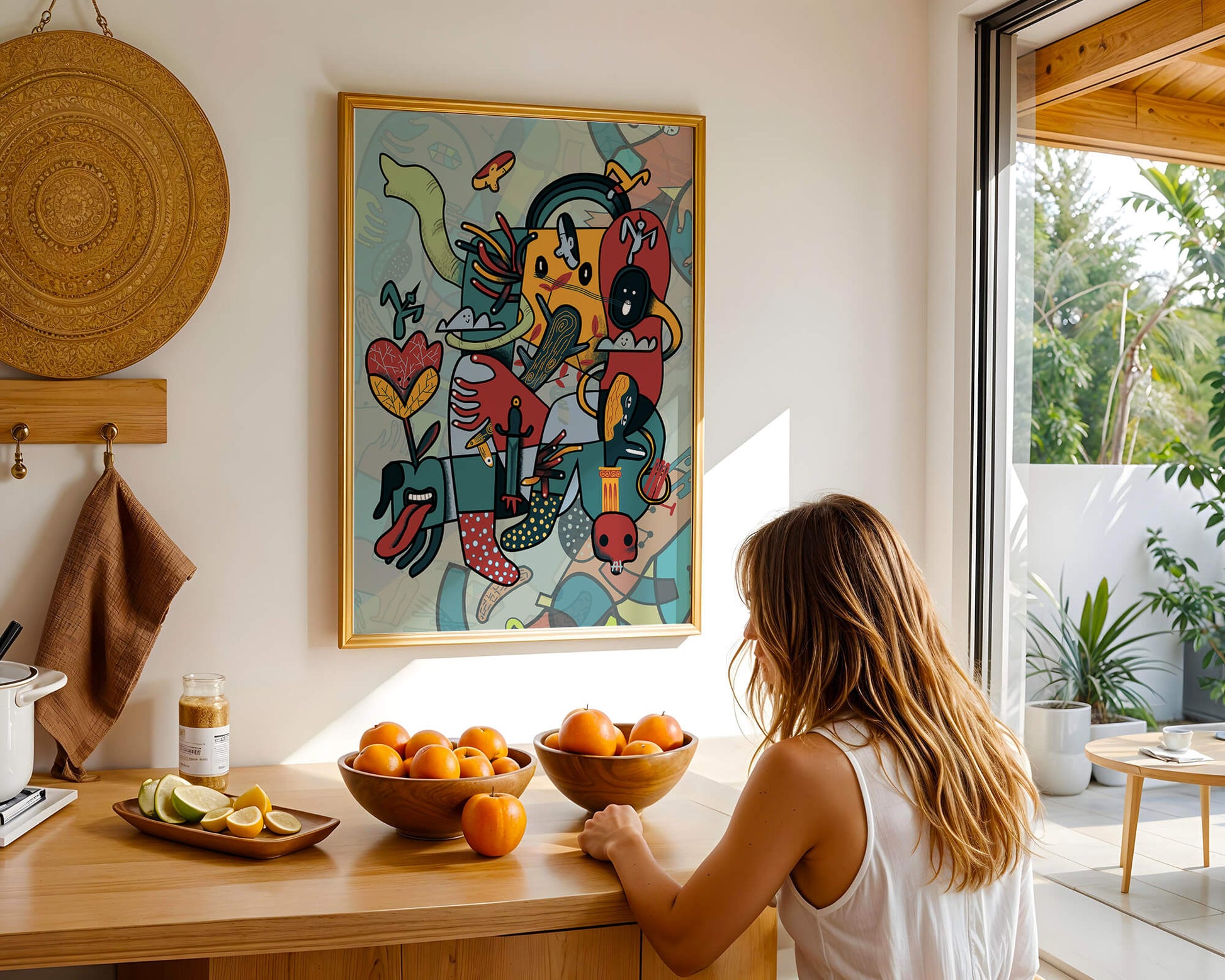 Colorful Abstract Surrealism Art with Intricate Details and Playful Characters