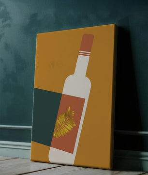 Modern Abstract Wine Bottle With Golden Leaf Design - Mi tienda