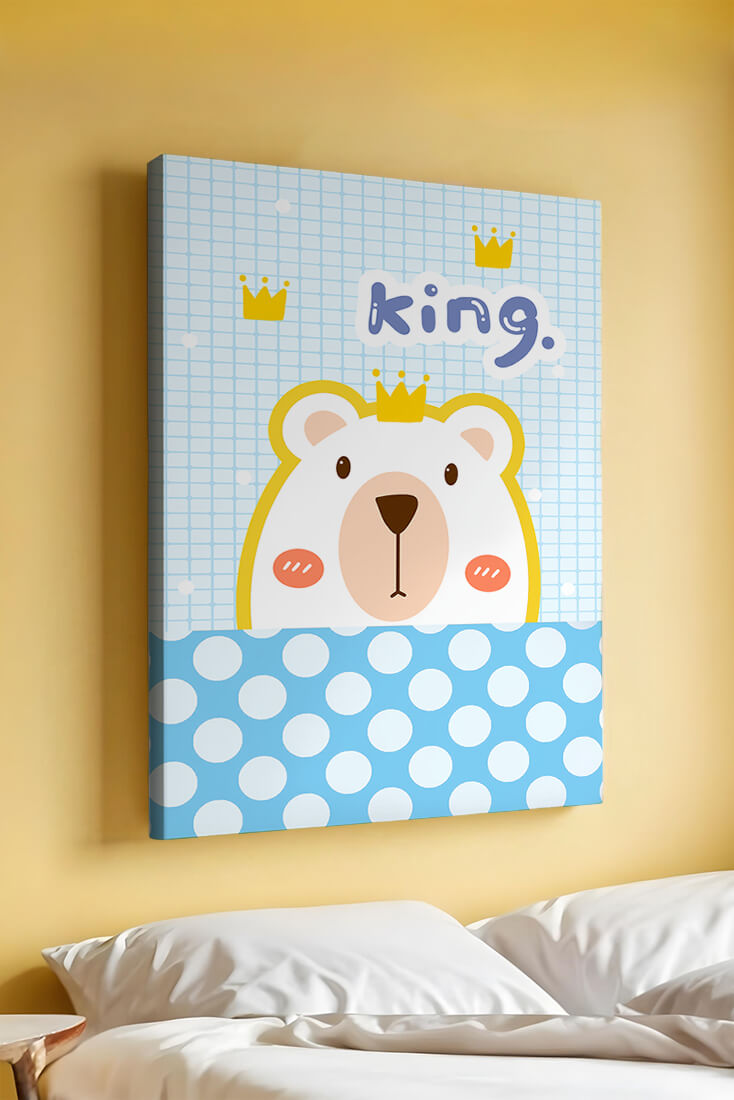 Adorable bear illustration with crown and playful text