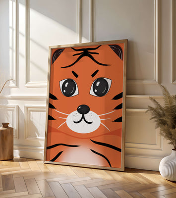 Adorable tiger face illustration with bold features