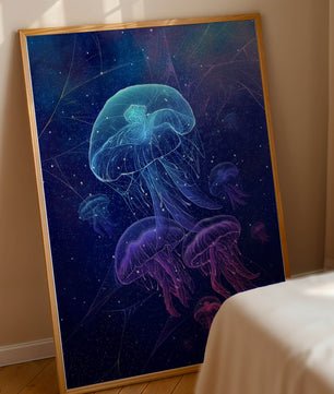 Jellyfish Illuminated in Magical Ocean Scene