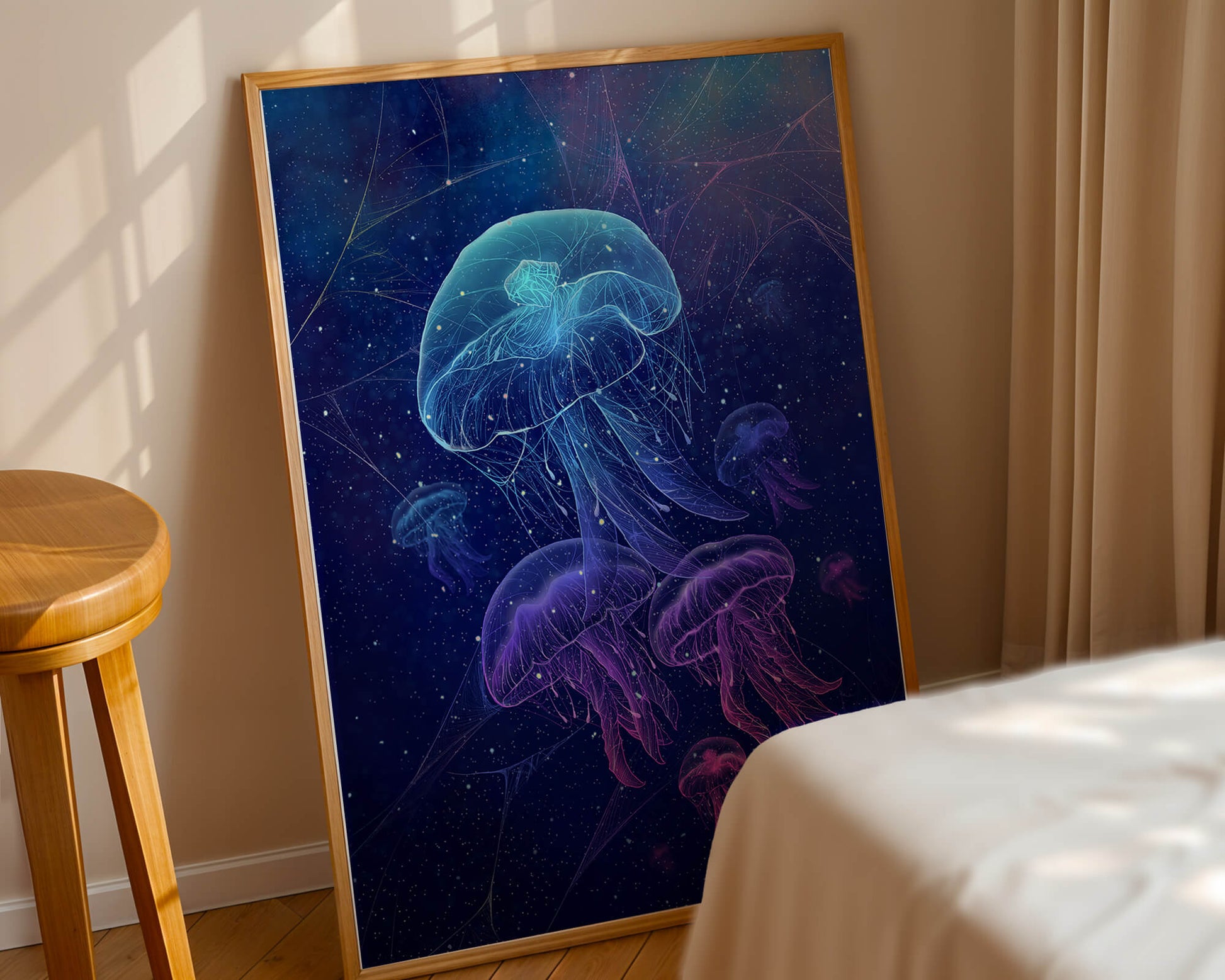 Jellyfish Illuminated in Magical Ocean Scene