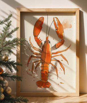 Illustrated Lobster Artwork With Splash of Colors - Mi tienda