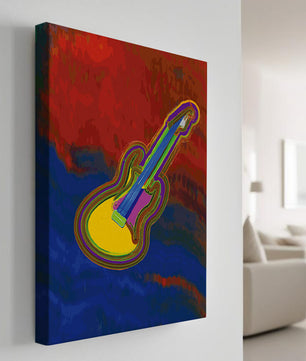 Vibrant abstract guitar illustration with bold colors