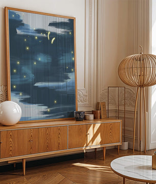 Ciel nocturne abstrait avec lucioles lumineuses