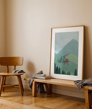 Ruhige Berglandschaft mit Haus und Bäumen