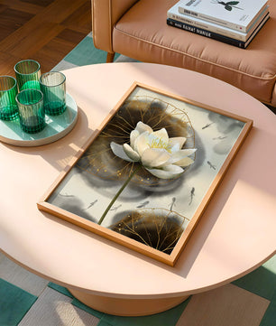 Illustration of a lotus flower with golden accents