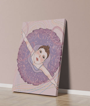 Graceful ballerina in a purple tutu with sparkling details