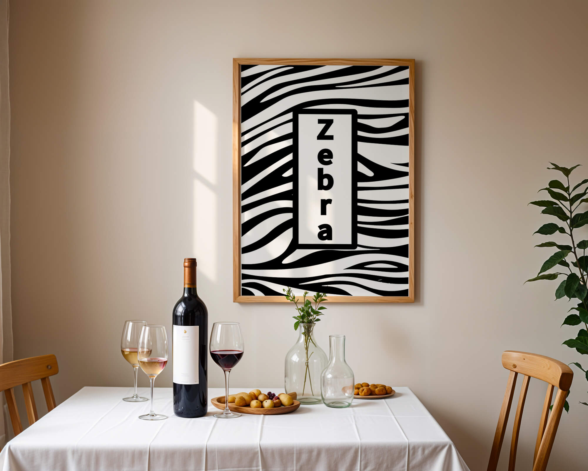 Elegant zebra print design with bold text accent