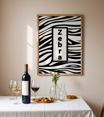 Elegant zebra print design with bold text accent