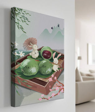 Charming Hasen mit Mochi und Berglandschaft