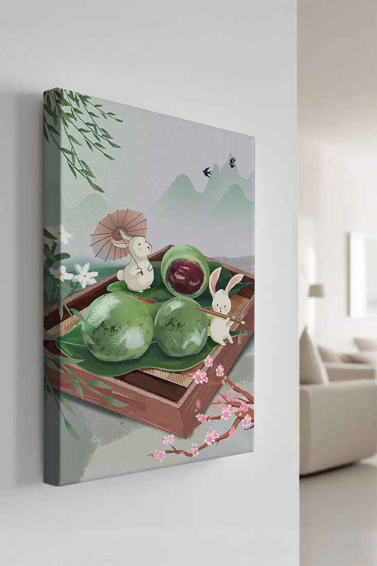 Charming Hasen mit Mochi und Berglandschaft