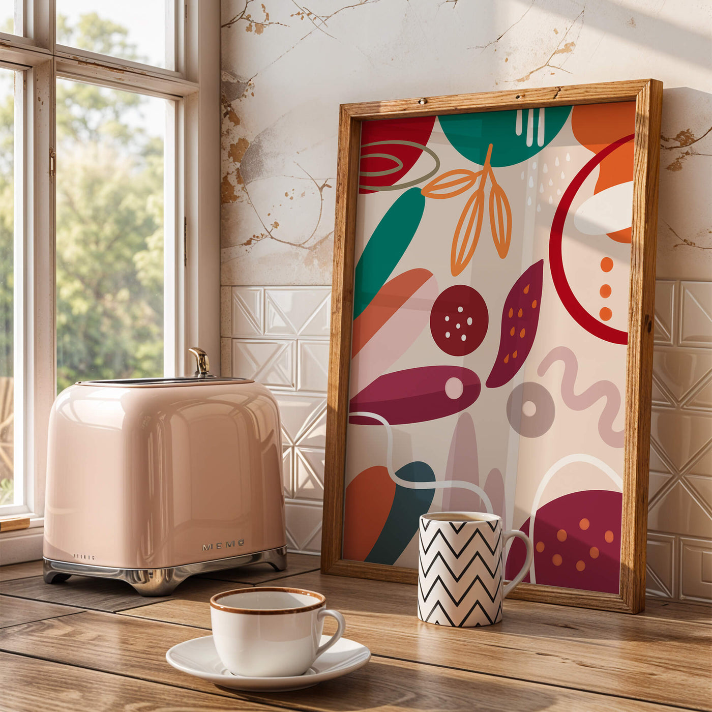 Abstract colorful geometric shapes and patterns