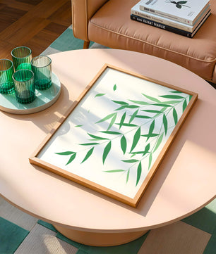 Illustration artistique de feuilles vertes élégantes sur fond noir