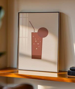 Minimalist Illustration of a Chocolate Drink with Straw and Window Background - Mi tienda