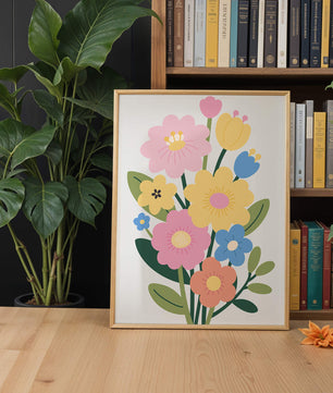 Ramo ilustrado de flores coloridas