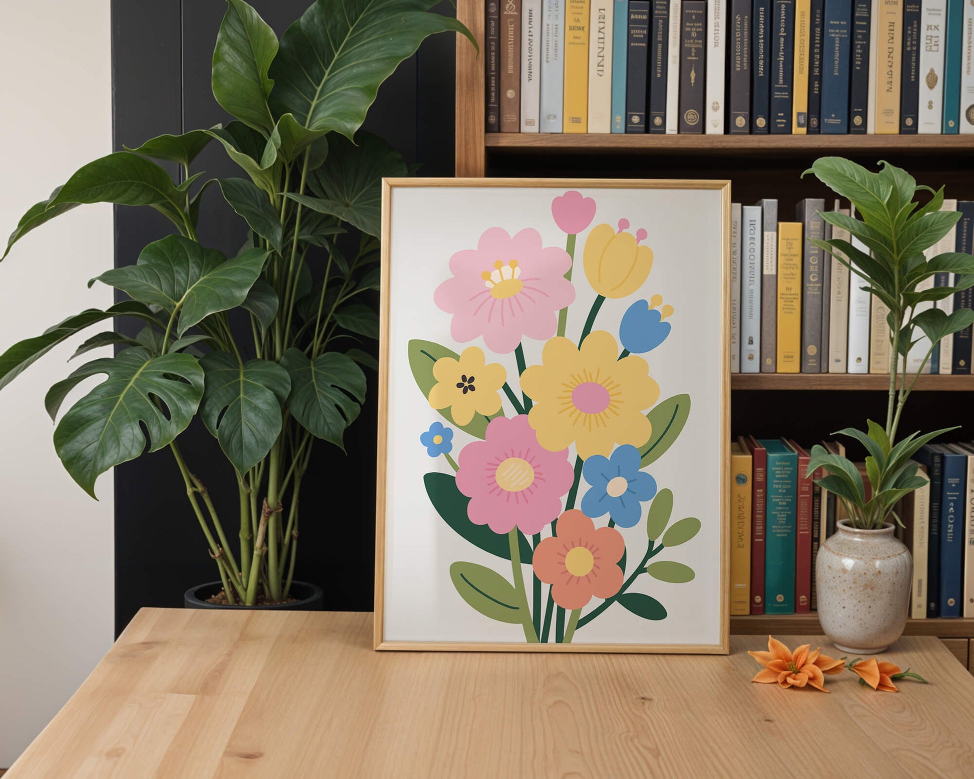 Ramo ilustrado de flores coloridas
