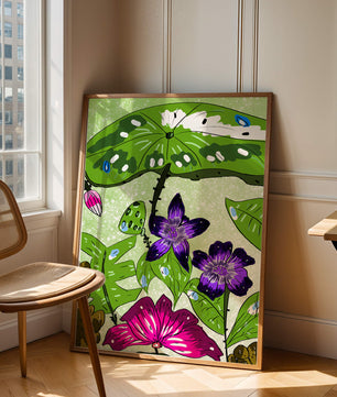 Bunte Blumenillustration mit exotischen Blumen und Blättern