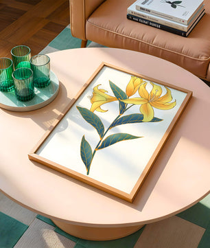 Elegante goldene Lilienillustration mit komplizierten Blattdetails